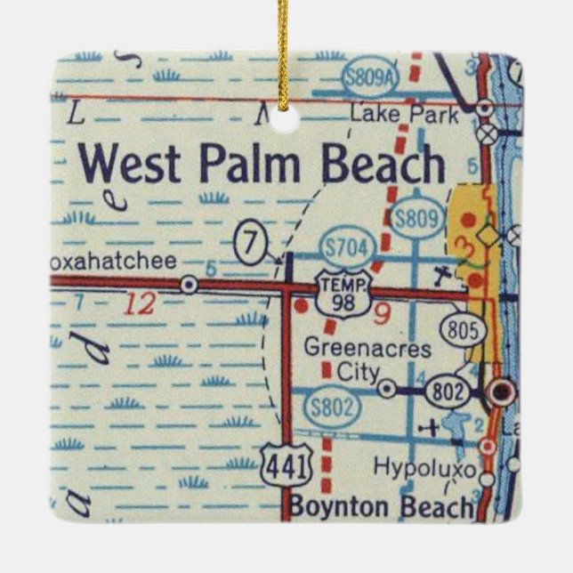 West Palm Beach Historic Map Ceramic Ornament (Back)