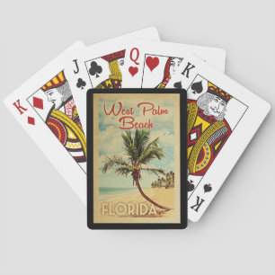 West Palm Beach Palm Tree Vintage Travel Playing Cards