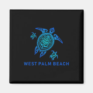 West Palm Beach Sea Blue Tribal Turtle Magnet