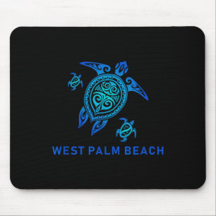 West Palm Beach Sea Blue Tribal Turtle Mouse Pad
