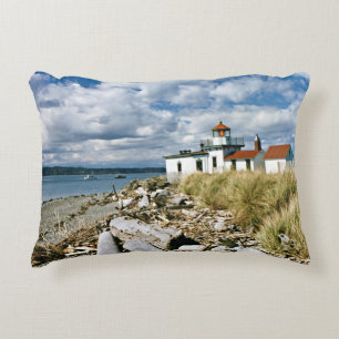 West Point Lighthouse, Seattle Washington Decorative Cushion