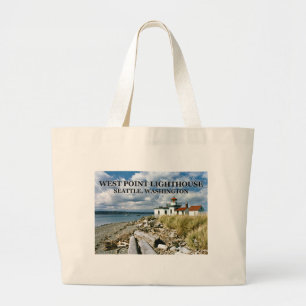 West Point Lighthouse, Seattle Washington Large Tote Bag