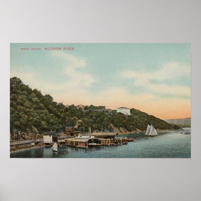 West Point, NY - View of Harbour on Hudson River Poster (Front)