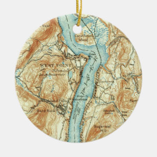 West Point NY Vintage Map Ceramic Ornament