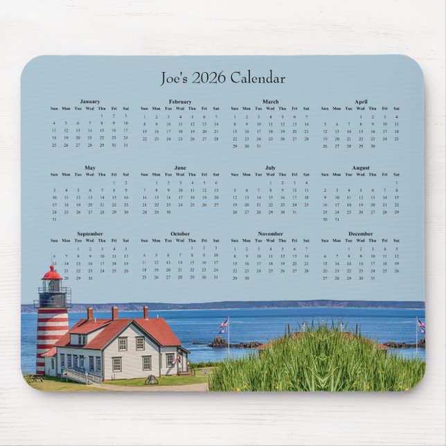West Quoddy Head Lighthouse – 2026 Calendar Mouse Pad (Front)