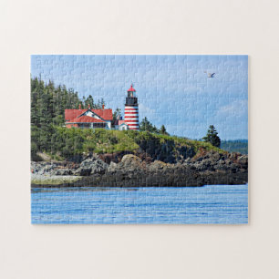 West Quoddy Head Lighthouse, Lubec Maine Jigsaw Puzzle
