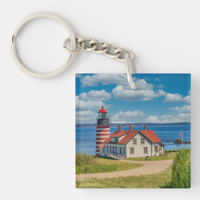 West Quoddy Head Lighthouse, Lubec, Maine Key Ring (Front)