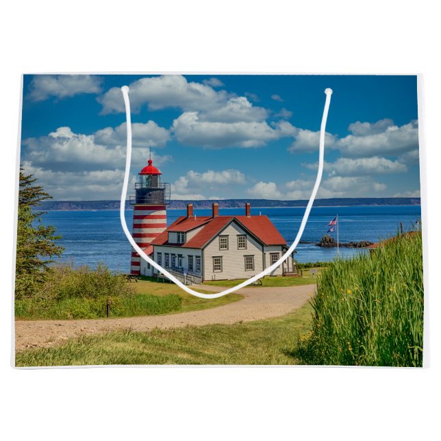 West Quoddy Head Lighthouse, Lubec, Maine Large Gift Bag (Front)