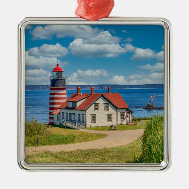 West Quoddy Head Lighthouse, Lubec, Maine Metal Ornament (Front)
