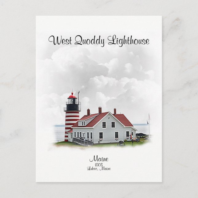 West Quoddy Lighthouse,  Maine Postcard (Front)