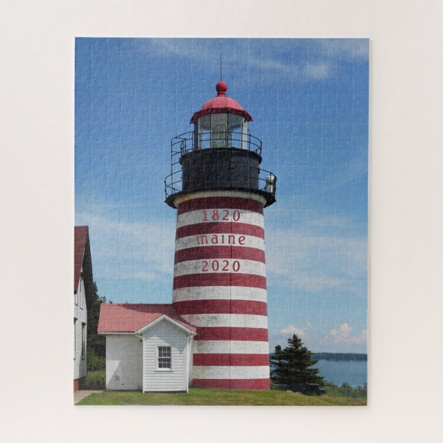 West Quoddy Lubec Maine Bicenntenial Lighthouse Jigsaw Puzzle (Vertical)