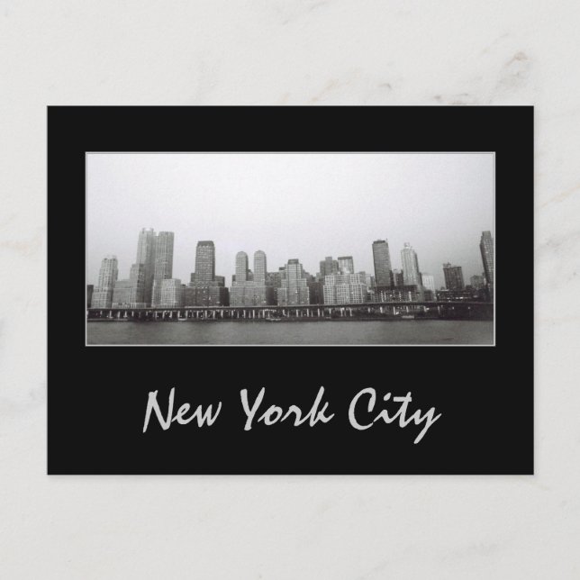 West Side Skyline B&W Postcard (Front)