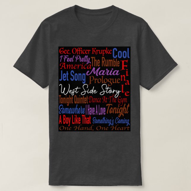 West Side Story Song Titles T-Shirt (Design Front)