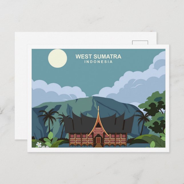West Sumatra Indonesia travel place illustration Postcard (Front/Back)
