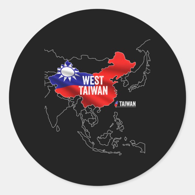 West Taiwan China Map Classic Round Sticker (Front)