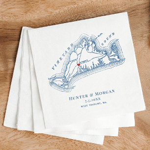 West Tisbury Map Elegant Navy Blue Wedding Napkin