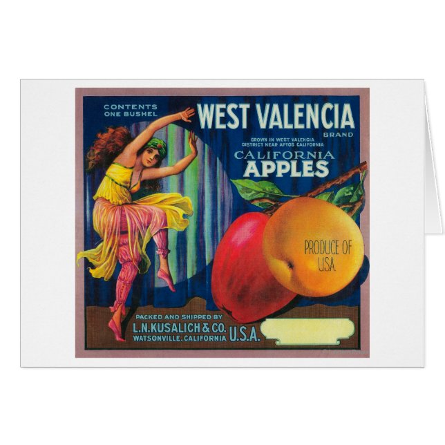 West Valencia Apple Crate LabelWatsonville, CA (Front Horizontal)