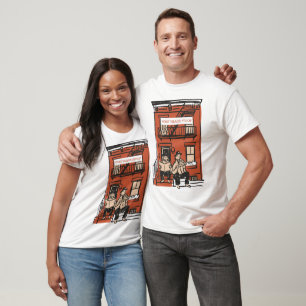 West Village Stoop Pizza Cat Art T-Shirt
