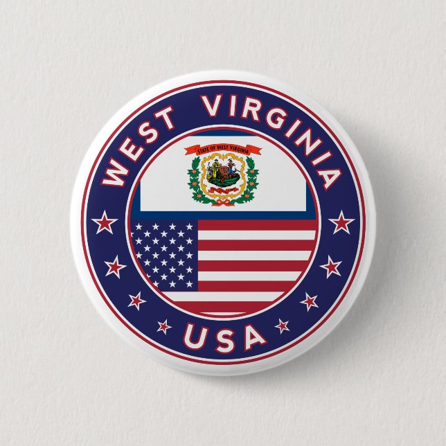 West Virginia 6 Cm Round Badge (Front)
