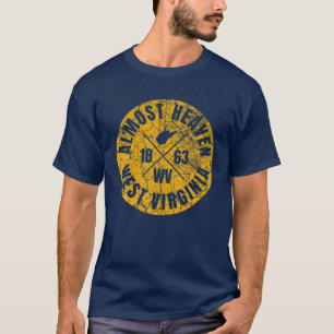 West Virginia Almost Heaven State Map WV Home Vint T-Shirt