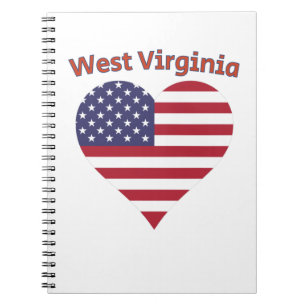 West Virginia American Flag Heart Notebook