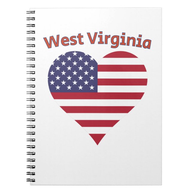West Virginia American Flag Heart Notebook (Front)