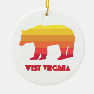 West Virginia Bear Ceramic Ornament