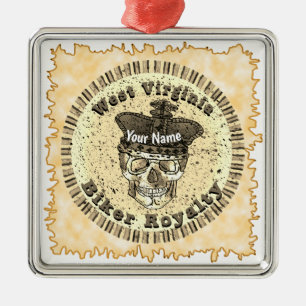 West Virginia Biker  Metal Ornament