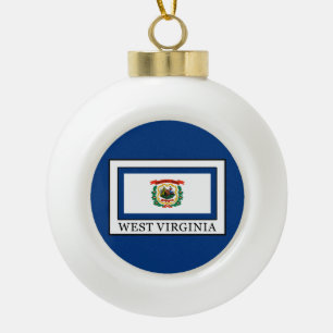 West Virginia Ceramic Ball Christmas Ornament