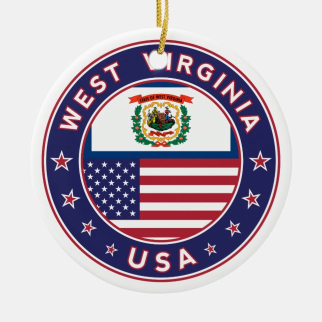 West Virginia Ceramic Ornament (Front)