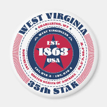 West Virginia Circle Typography Souvenir Magnet
