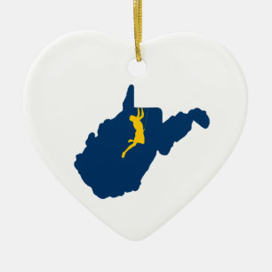 West Virginia Climbing Ceramic Ornament