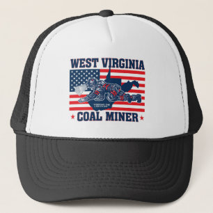 WEST VIRGINIA COAL MINER RED WHITE AND BLUE TRUCKER HAT