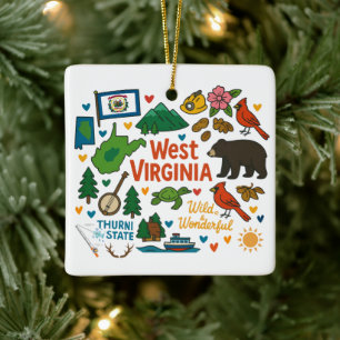 West Virginia Custom Family Trip Christmas Ceramic Ornament