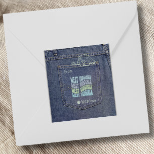 West Virginia Dog in Jean Pocket Square Sticker