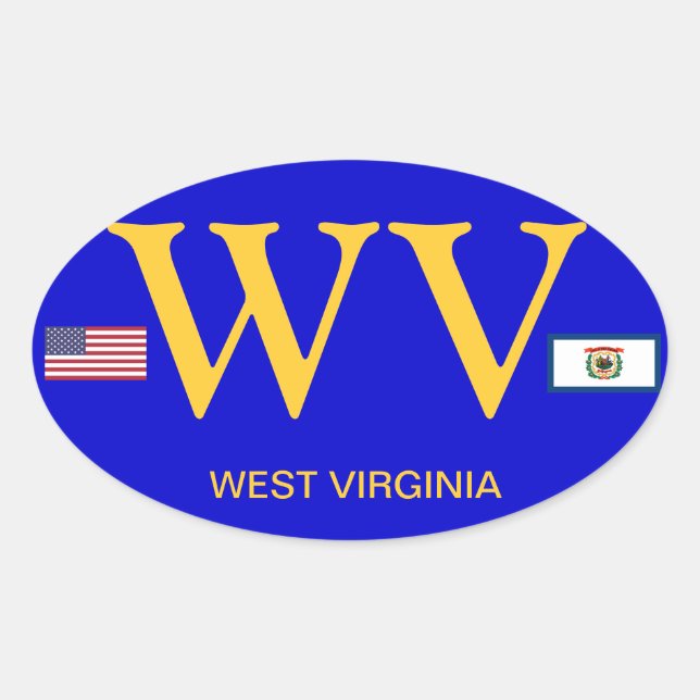 West Virginia* European Style Oval Sticker (Front)