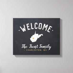 West Virginia Family Monogram Welcome Sign