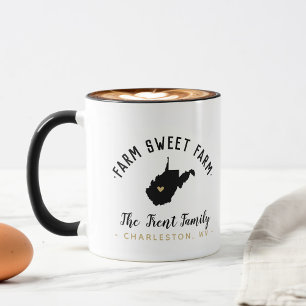 West Virginia Farm Sweet Farm Family Monogram Mug