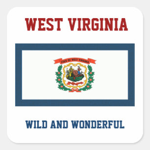 WEST VIRGINIA FLAG AND SLOGAN SQUARE STICKER