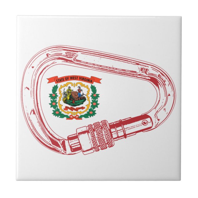 West Virginia Flag Climbing Carabiner Ceramic Tile (Front)