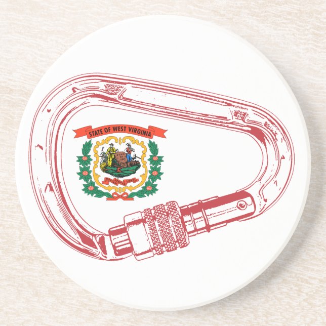 West Virginia Flag Climbing Carabiner Coaster (Front)