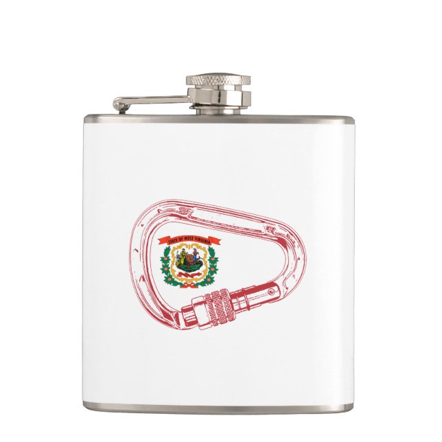 West Virginia Flag Climbing Carabiner Hip Flask (Front)
