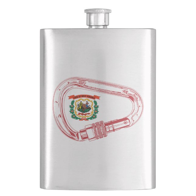 West Virginia Flag Climbing Carabiner Hip Flask (Front)