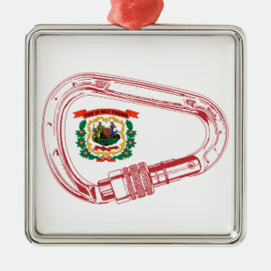 West Virginia Flag Climbing Carabiner Metal Tree Decoration