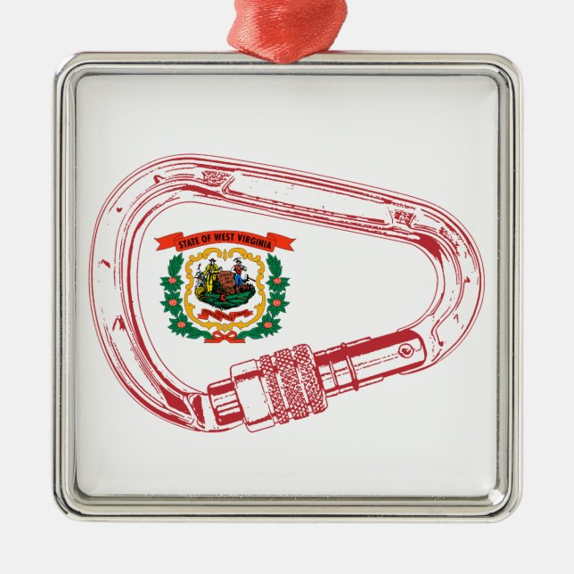 West Virginia Flag Climbing Carabiner Metal Tree Decoration (Front)