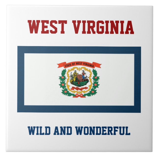 West Virginia flag, labelled Ceramic Tile (Front)