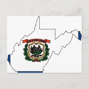 West Virginia Flag Map Postcard