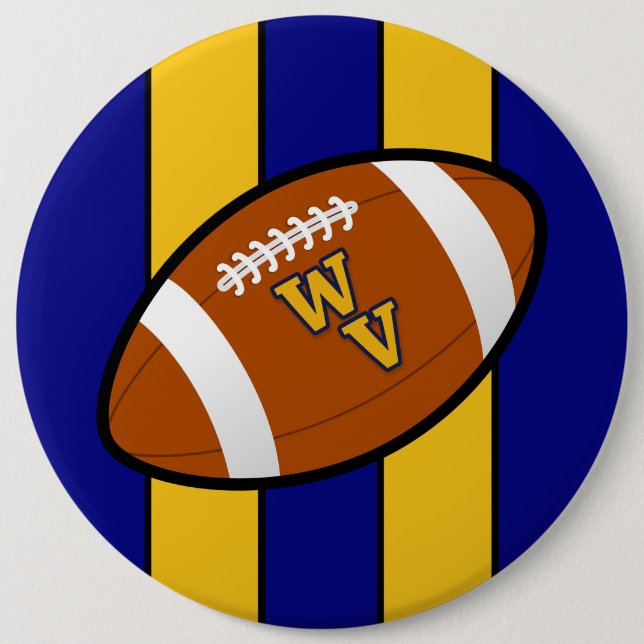 West Virginia Football Blue and Gold Pride 6 Cm Round Badge (Front)