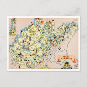 West Virginia Funny Map Postcard