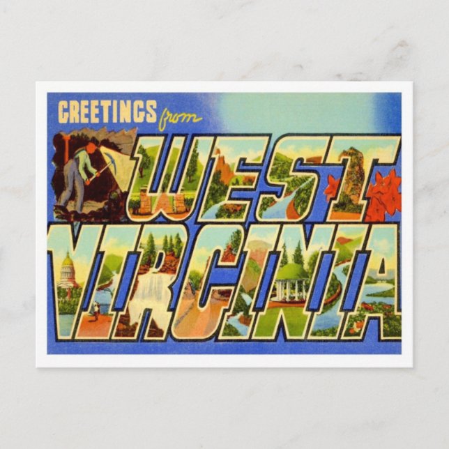 West Virginia Greetings From US States Postcard (Front)
